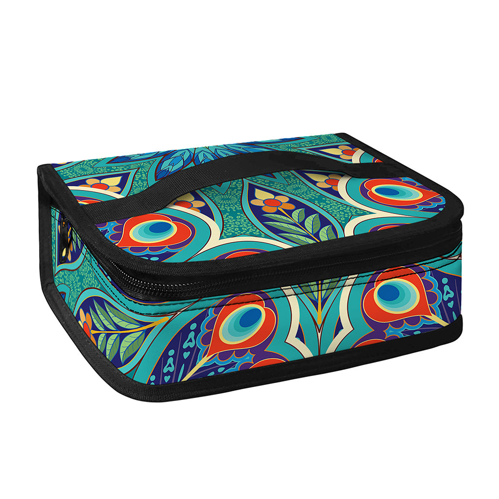 Peacock Feather Floral Pattern Print Small Lunch Bag