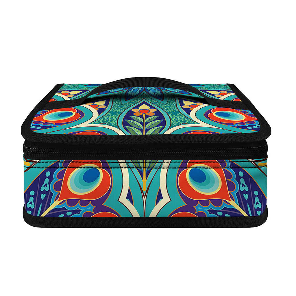 Peacock Feather Floral Pattern Print Small Lunch Bag