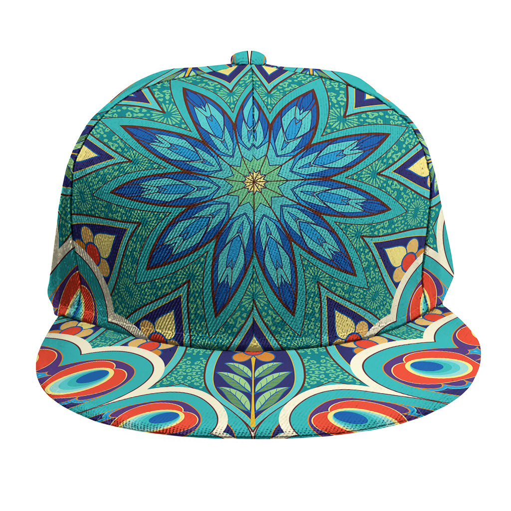 Peacock Feather Floral Pattern Print Snapback Cap