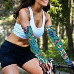 Peacock Feather Floral Pattern Print Sun Protection Arm Sleeves
