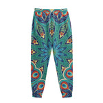 Peacock Feather Floral Pattern Print Sweatpants