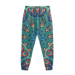 Peacock Feather Floral Pattern Print Sweatpants