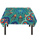 Peacock Feather Floral Pattern Print Tablecloth