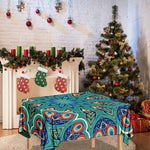 Peacock Feather Floral Pattern Print Tablecloth