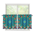 Peacock Feather Floral Pattern Print Tier Curtains