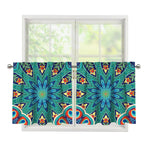 Peacock Feather Floral Pattern Print Tier Curtains