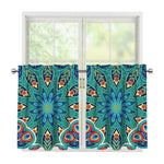 Peacock Feather Floral Pattern Print Tier Curtains