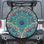 Peacock Feather Floral Pattern Print Tire Cover With Camera Hole