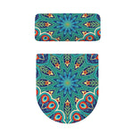 Peacock Feather Floral Pattern Print Toilet Lid And Tank Cover Set