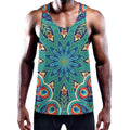 Peacock Feather Floral Pattern Print Men's Workout Tank Top