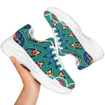 Peacock Feather Floral Pattern Print White Chunky Shoes