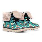 Peacock Feather Floral Pattern Print Winter Boots