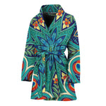 Peacock Feather Floral Pattern Print Women's Bathrobe