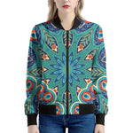 Peacock Feather Floral Pattern Print Women's Bomber Jacket