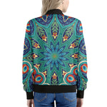 Peacock Feather Floral Pattern Print Women's Bomber Jacket