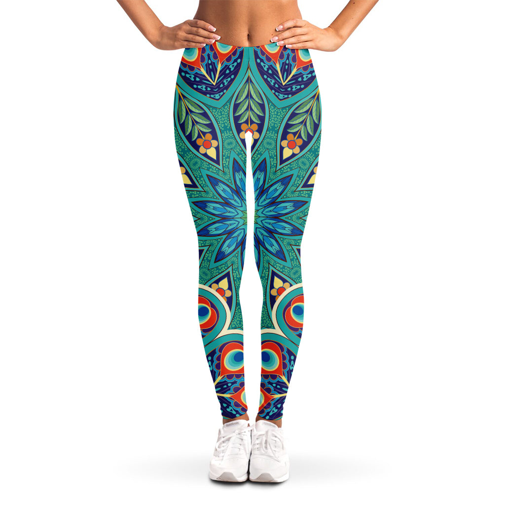 Peacock Feather Floral Pattern Print Women's Leggings