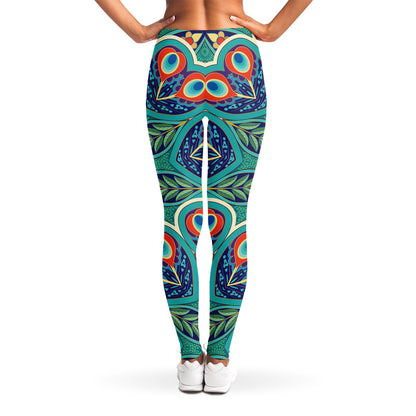 Peacock Feather Floral Pattern Print Women's Leggings