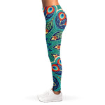Peacock Feather Floral Pattern Print Women's Leggings