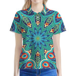 Peacock Feather Floral Pattern Print Women's Polo Shirt