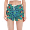 Peacock Feather Floral Pattern Print Women's Split Running Shorts