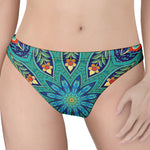 Peacock Feather Floral Pattern Print Women's Thong