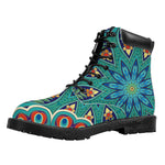 Peacock Feather Floral Pattern Print Work Boots