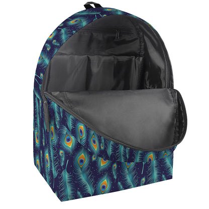 Peacock Feather Pattern Print Backpack