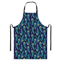 Peacock Feather Pattern Print Bib Apron With Pocket