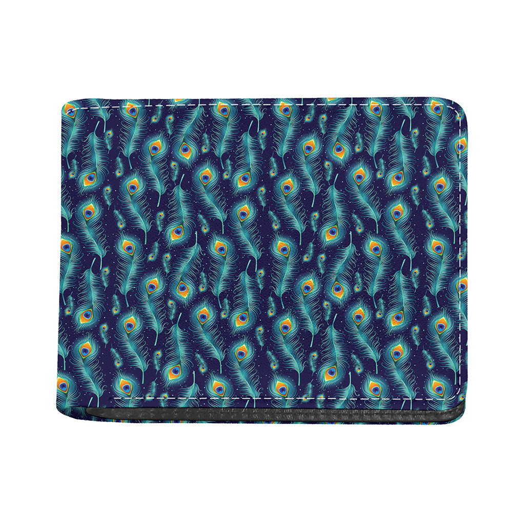 Peacock Feather Pattern Print Bifold Wallet
