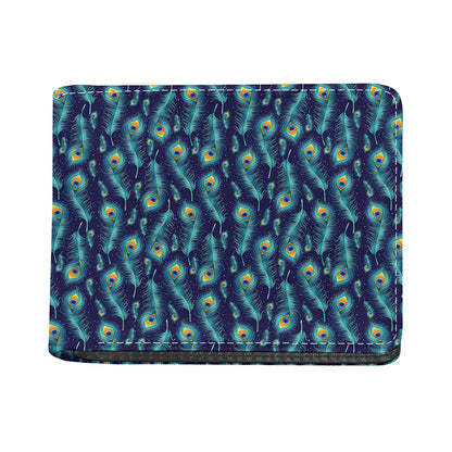 Peacock Feather Pattern Print Bifold Wallet