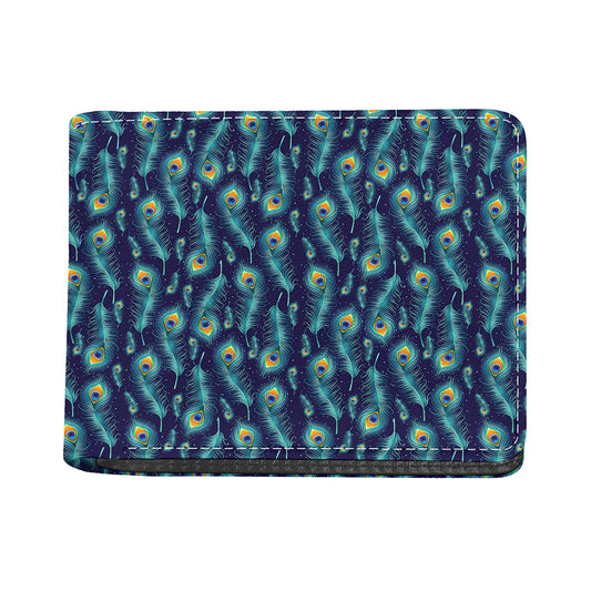 Peacock Feather Pattern Print Bifold Wallet
