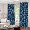 Peacock Feather Pattern Print Blackout Grommet Curtains