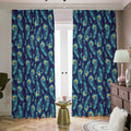 Peacock Feather Pattern Print Dimout Pencil Pleat Curtains