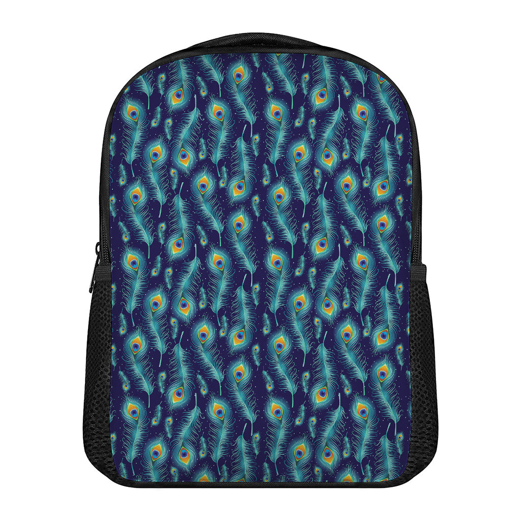 Peacock Feather Pattern Print Casual Backpack