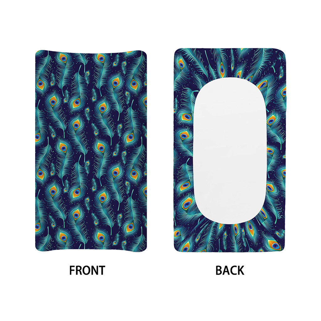 Peacock Feather Pattern Print Changing Pad Cover