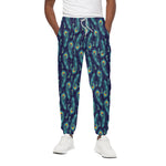 Peacock Feather Pattern Print Cotton Pants