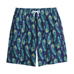 Peacock Feather Pattern Print Cotton Shorts