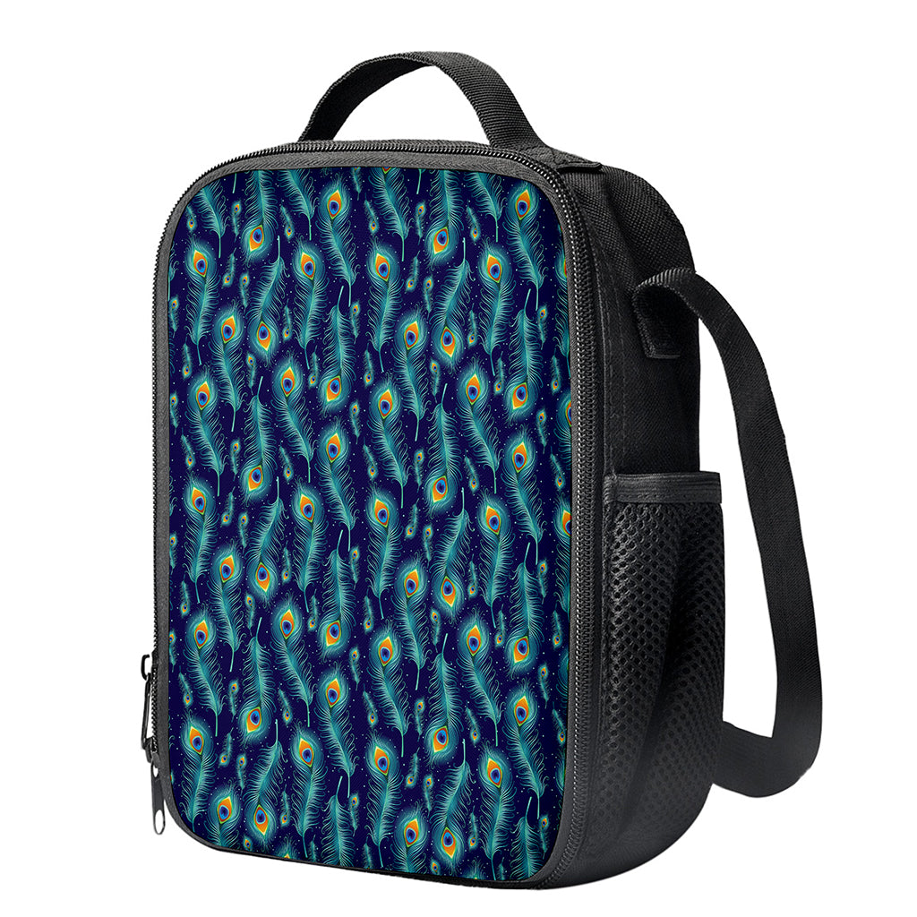 Peacock Feather Pattern Print Crossbody Lunch Bag