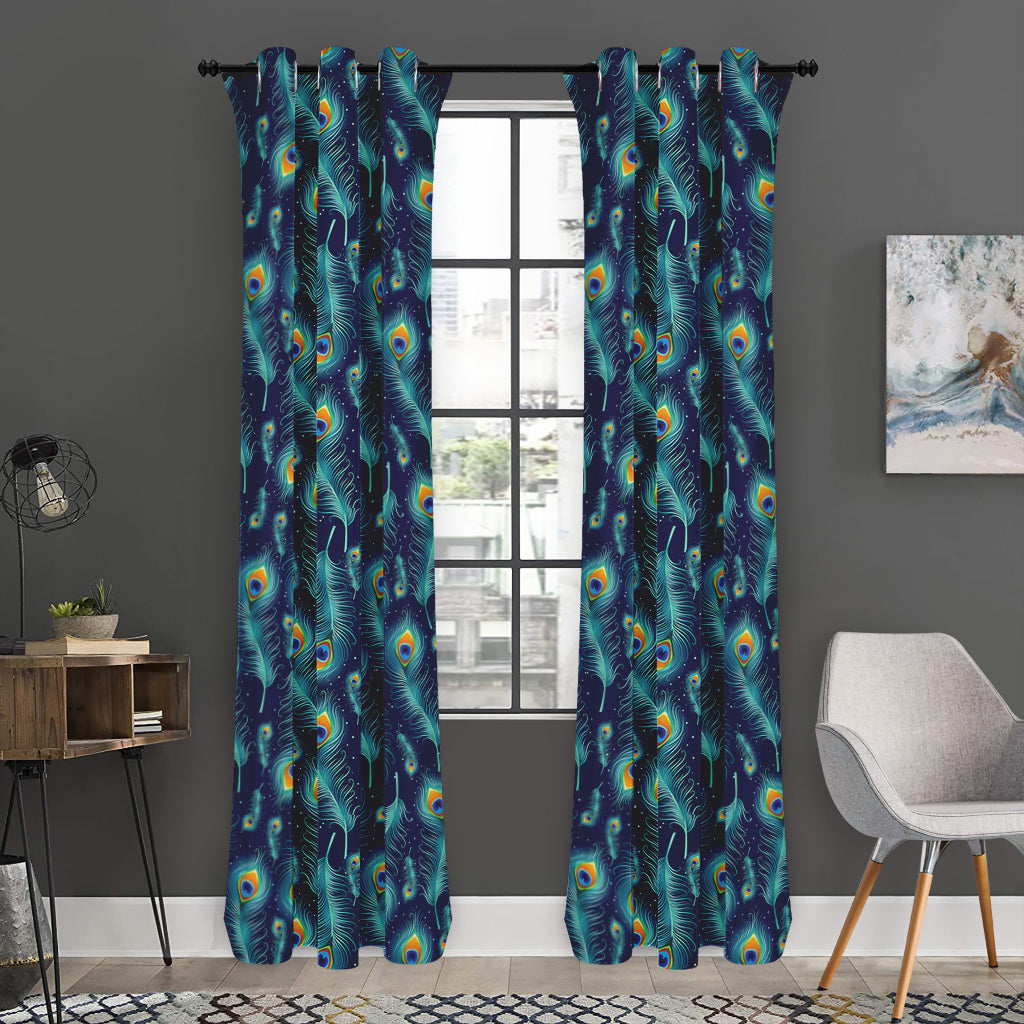 Peacock Feather Pattern Print Curtain