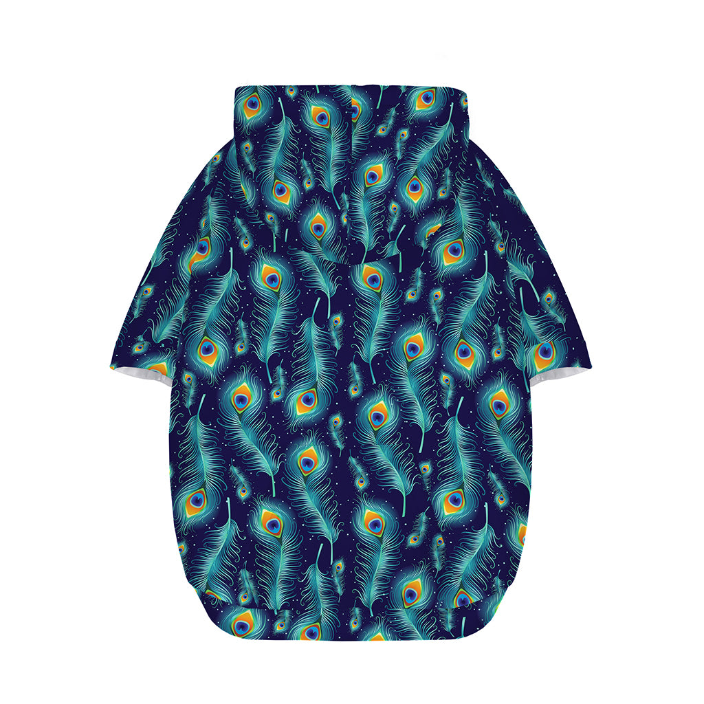 Peacock Feather Pattern Print Dog Zip Up Hoodie