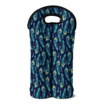 Peacock Feather Pattern Print Double Neoprene Wine Tote