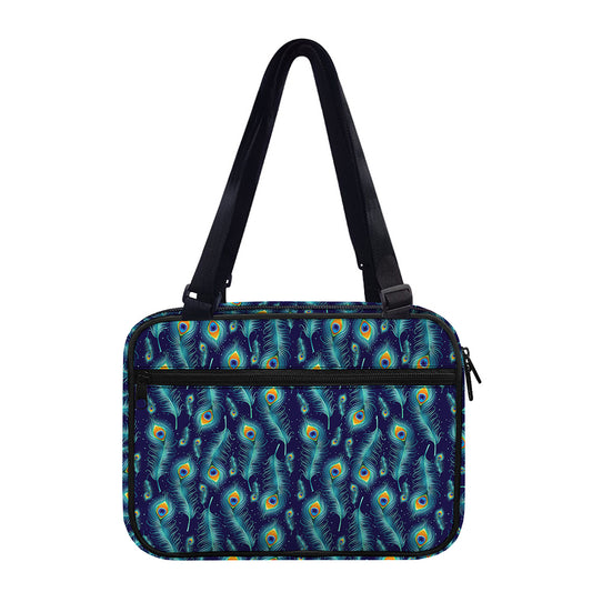 Peacock Feather Pattern Print Double Strap Bible Bag