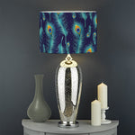 Peacock Feather Pattern Print Drum Lamp Shade