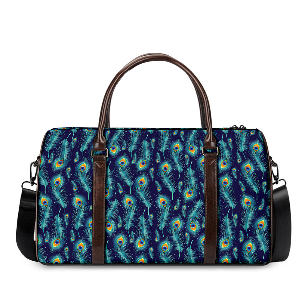 Peacock Feather Pattern Print Duffle Bag