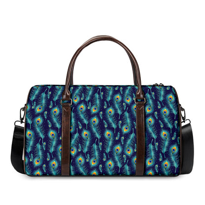 Peacock Feather Pattern Print Duffle Bag