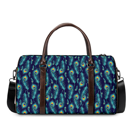 Peacock Feather Pattern Print Duffle Bag