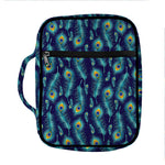 Peacock Feather Pattern Print Front Pocket Bible Bag