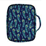 Peacock Feather Pattern Print Front Pocket Bible Bag
