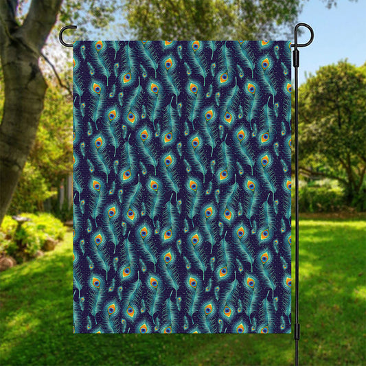 Peacock Feather Pattern Print Garden Flag