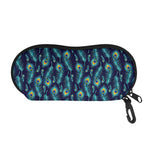 Peacock Feather Pattern Print Glasses Case
